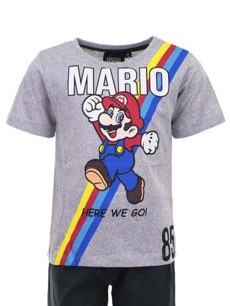 DISNEY Παιδική Πιτζάμα Καλοκαιρινή για αγόρι 2-8 ετών Super Mario #1999 Γκρι DISNEY Παιδική Πιτζάμα Καλοκαιρινή για αγόρι 2-8 ετών Super Mario #1999 Γκρι