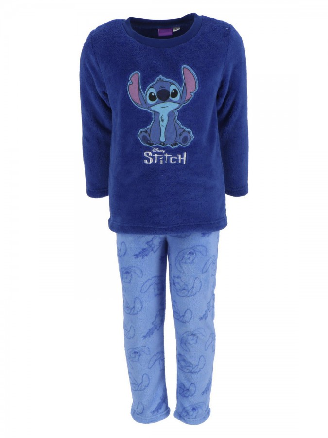 DISNEY Παιδική Πυτζάμα Χειμωνιάτικη Fleece για αγόρι 4-8 Ετών Stitch #LIL24-3568 Μπλε