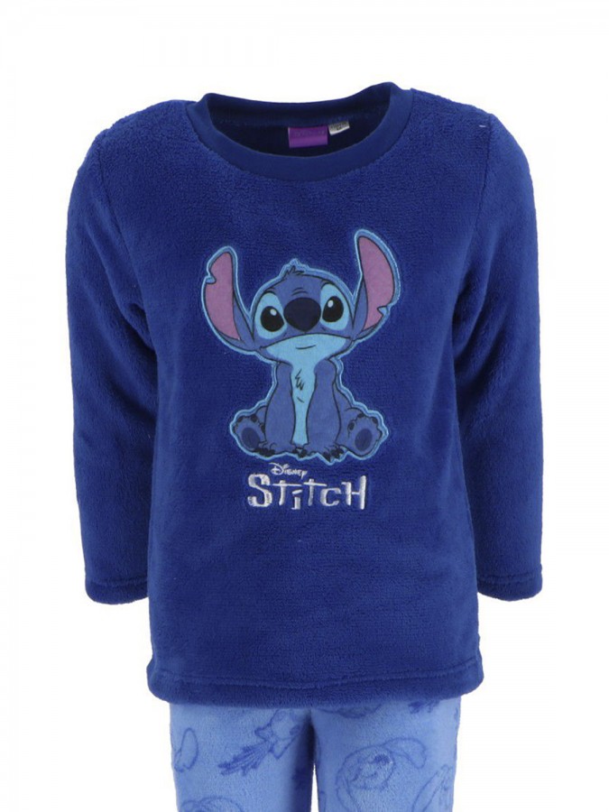 DISNEY Παιδική Πυτζάμα Χειμωνιάτικη Fleece για αγόρι 4-8 Ετών Stitch #LIL24-3568 Μπλε