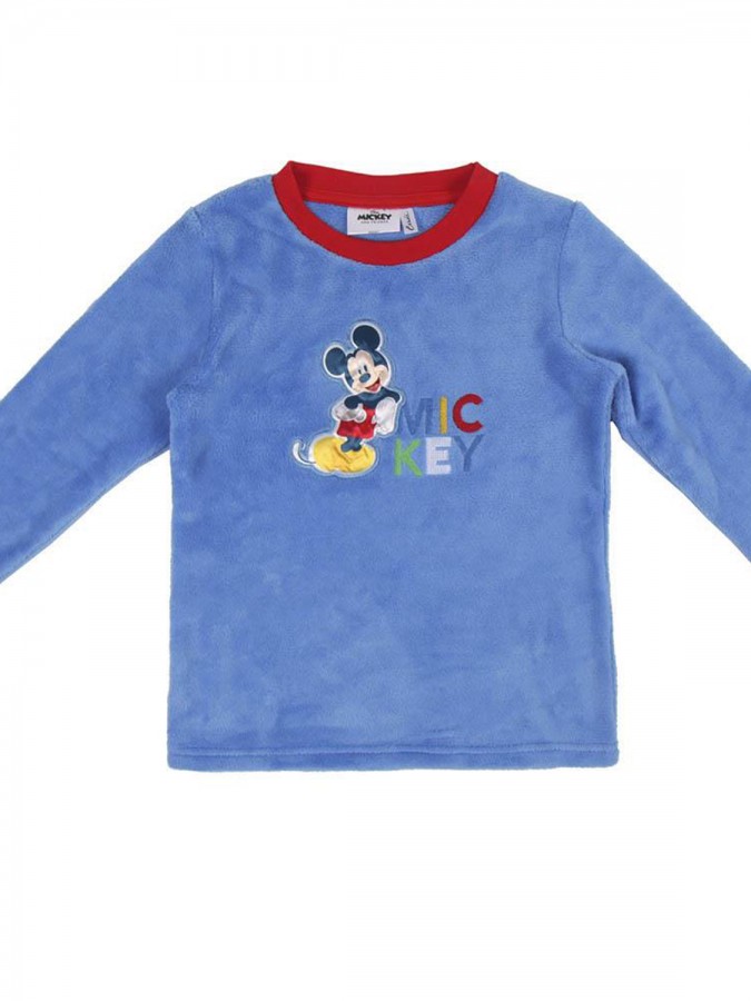 DISNEY Παιδική Πυτζάμα Χειμωνιάτικη Fleece για αγόρι 2-6 Ετών Mickey Mouse #06175 Μπλε