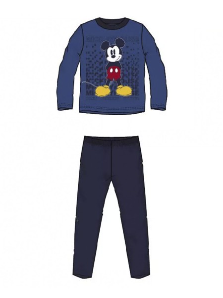 DISNEY Παιδική Πυτζάμα Χειμωνιάτικη για αγόρι 3-8 Ετών Mickey #VH4721 Μπλε