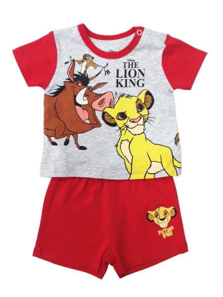 DISNEY Βρεφικό Σετ Κοντομάνικο Με Βερμούδα για αγόρια 3-18 μηνών Lion King #45616 Κόκκινο