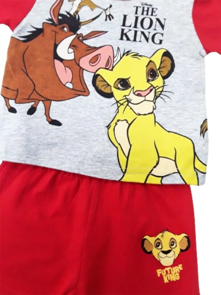 DISNEY Βρεφικό Σετ Κοντομάνικο Με Βερμούδα για αγόρια 3-18 μηνών Lion King #45616 Κόκκινο