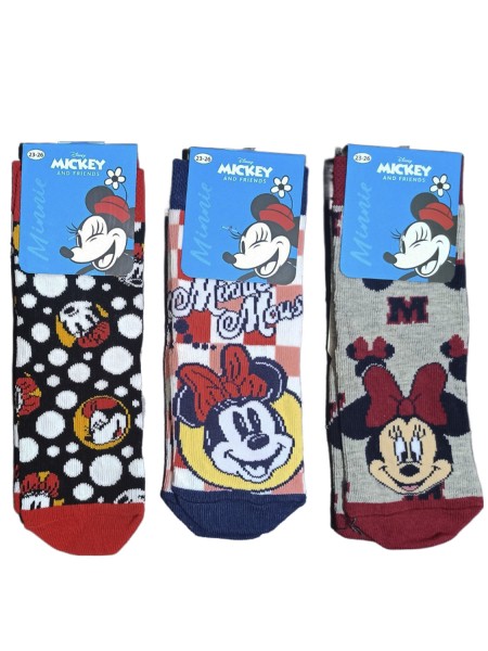DISNEY Kάλτσες μακριές για κορίτσι σετ 3 ζεύγη Minnie Mouse #MN21553 multi
