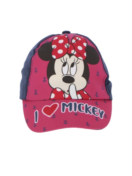 DISNEY Παιδικό Καπέλο για κορίτσια Minnie Mouse I love Mickey #23-0155 Μπλε/ Φουξ DISNEY Παιδικό Καπέλο για κορίτσια Minnie Mouse I love Mickey #23-0155 Μπλε/ Φουξ