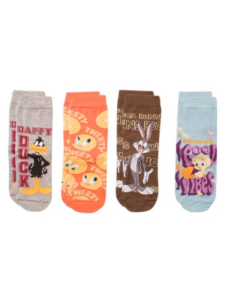 DISNEY Kάλτσες μακριές για αγόρι & κορίτσι σετ 4 ζεύγη #Looney Tunes