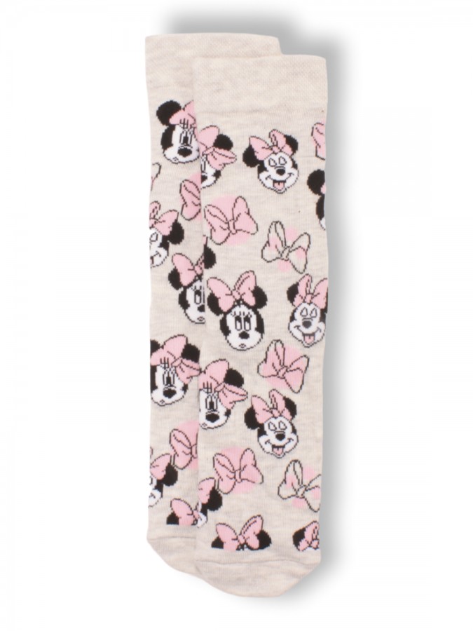 DISNEY Kάλτσες ψηλές με σχέδια σετ 3 ζεύγη #MN21076 Minnie Mouse (μαύρο-μπλε-γκρι)