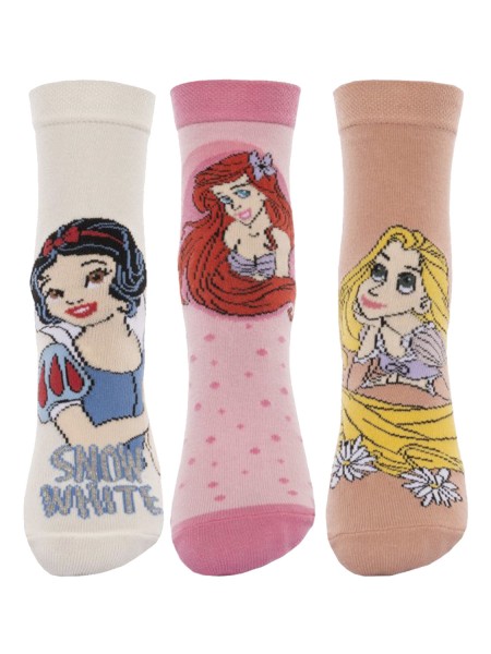 DISNEY Kάλτσες μακριές για κορίτσι σετ 3 ζεύγη Princess #PR19036 multi