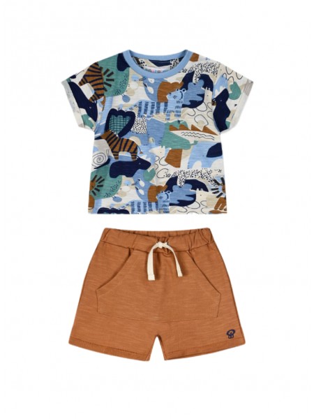 ENERGIERS Βρεφικό Σετ Κοντομάνικο Με Βερμούδα για αγόρια 3-18 μηνών #11-225470-0 ΣΟΚΟΛΑΤΙ