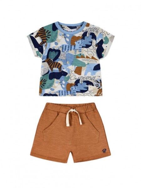 ENERGIERS Βρεφικό Σετ Κοντομάνικο Με Βερμούδα για αγόρια 3-18 μηνών #11-225470-0 ΣΟΚΟΛΑΤΙ