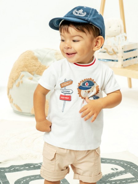 ENERGIERS Βρεφικό Σετ Κοντομάνικο Με Βερμούδα για αγόρια 0 - 15 μηνών #11-225491-0 Λευκό