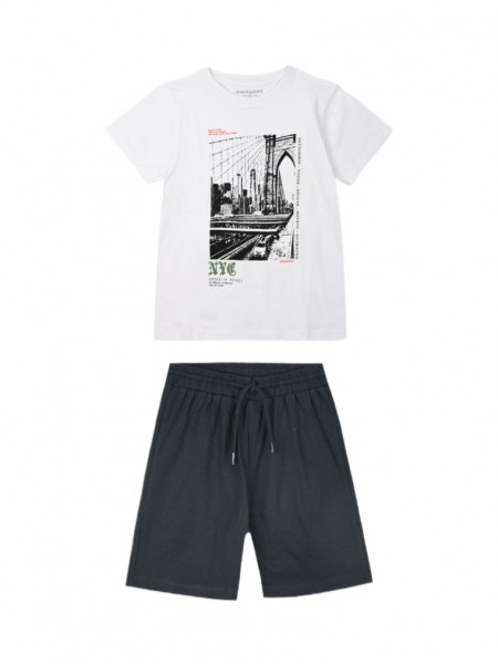 ENERGIERS Εφηβικό Σετ Κοντομάνικο Με Βερμούδα για αγόρια 6-16 ετών #13-225011-0 ΛΕΥΚΟ