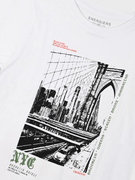 ENERGIERS Εφηβικό Σετ Κοντομάνικο Με Βερμούδα για αγόρια 6-16 ετών #13-225011-0 ΛΕΥΚΟ