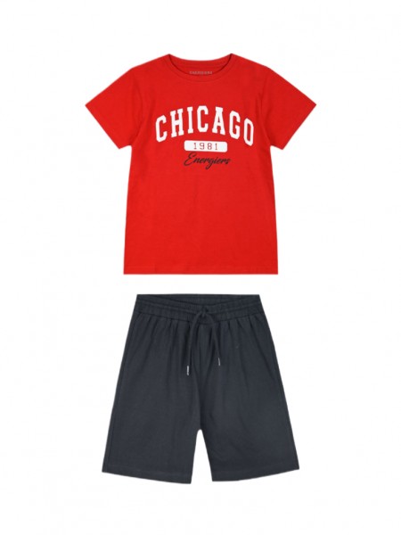 ENERGIERS Εφηβικό Σετ Κοντομάνικο Με Βερμούδα για αγόρια 6-16 ετών #13-225012-0 ΚΟΚΚΙΝΟ
