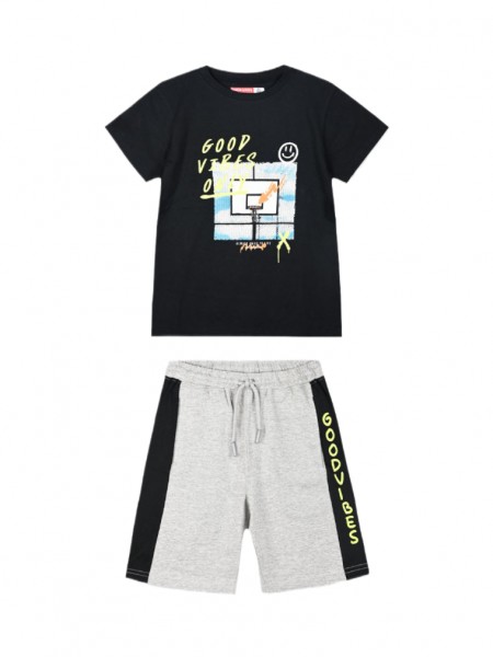 ENERGIERS Εφηβικό Σετ Κοντομάνικο Με Βερμούδα για αγόρια 6-16 ετών #13-225081-0-9 ΜΕΛΑΝΖΕ