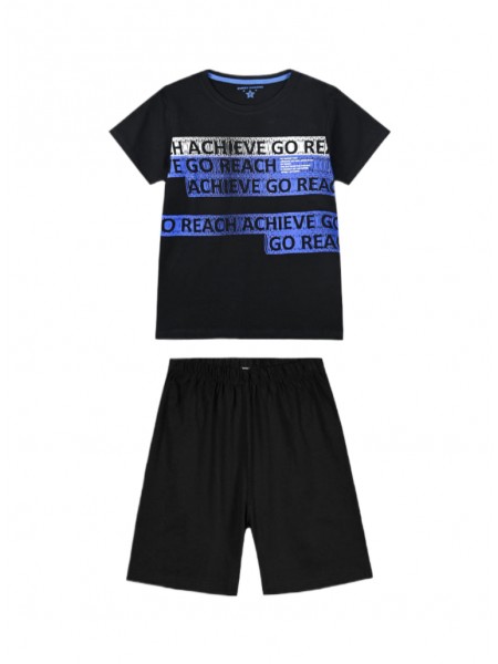 ENERGIERS Παιδική Πυτζάμα Καλοκαιρινή για αγόρι 6-16 ετών #33-225006-9 Μαύρο