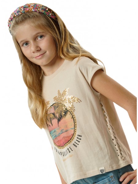 ENERGIERS Εφηβική Αμάνικη μπλούζα με τύπωμα για κορίτσι 6-16 ετών | 16-225230-5 ΒΑΝΙΛΙΑ