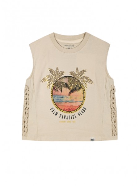 ENERGIERS Εφηβική Αμάνικη μπλούζα με τύπωμα για κορίτσι 6-16 ετών | 16-225230-5 ΒΑΝΙΛΙΑ