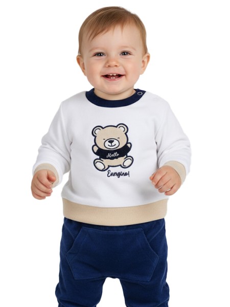 ENERGIERS Βρεφική Φόρμα βελουτέ για Αγόρι 0-18 μηνών #11-125467-0 Λευκό ENERGIERS Βρεφική Φόρμα βελουτέ για Αγόρι 0-18 μηνών #11-125467-0 Λευκό