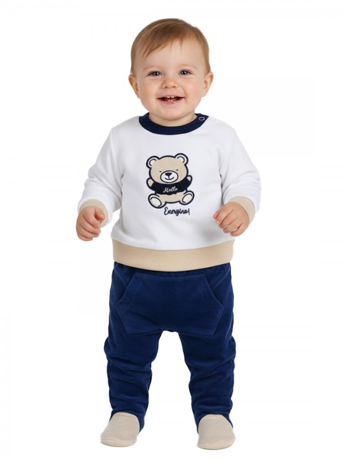 ENERGIERS Βρεφική Φόρμα βελουτέ για Αγόρι 0-18 μηνών #11-125467-0 Λευκό ENERGIERS Βρεφική Φόρμα βελουτέ για Αγόρι 0-18 μηνών #11-125467-0 Λευκό