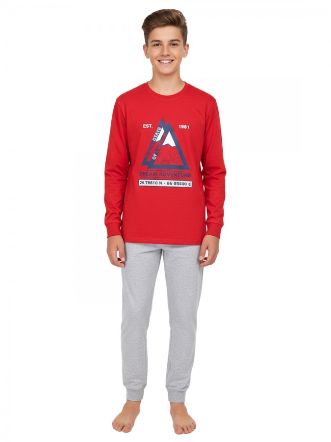 ENERGIERS Παιδική Πυτζάμα Χειμωνιάτικη για αγόρι 6-16 ετών #33-125002-9 Κόκκινο