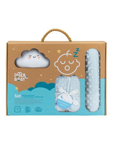 Interbaby Σετ Δώρου Νεογέννητου "Manta + Αντικύλιση + Νυχτερινό Φωτάκι" 3τμχ #Set28 Μπλε 