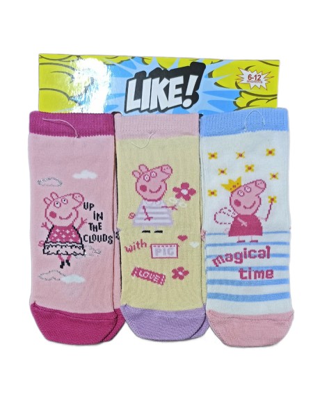 LIKE Kάλτσες BEBE με σχέδια για κορίτσι σετ 3 ζεύγη #PE LIKE Kάλτσες BEBE με σχέδια για κορίτσι σετ 3 ζεύγη #PE