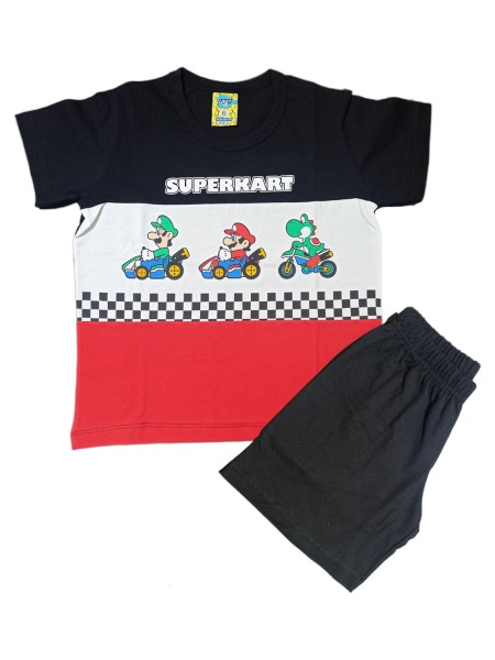 LIKE Παιδική Πυτζάμα Καλοκαιρινή για αγόρι 6-12 ετών #223-0045 Μαύρο