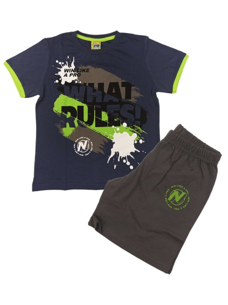 LIKE Παιδική Πυτζάμα Καλοκαιρινή για αγόρι 8-16 ετών #223-0053 Μπλε