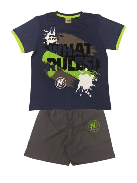 LIKE Παιδική Πυτζάμα Καλοκαιρινή για αγόρι 8-16 ετών #223-0053 Μπλε