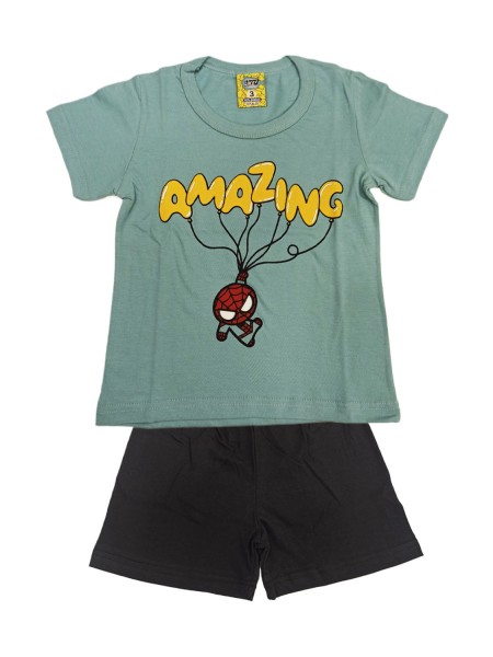 LIKE Παιδική Πυτζάμα Καλοκαιρινή για αγόρι 1-5 ετών #223-0128 Πετρόλ