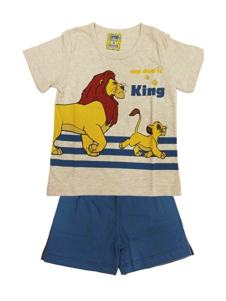 LIKE Παιδική Πυτζάμα Καλοκαιρινή για αγόρι 1-6 ετών #223-0131 Μπεζ