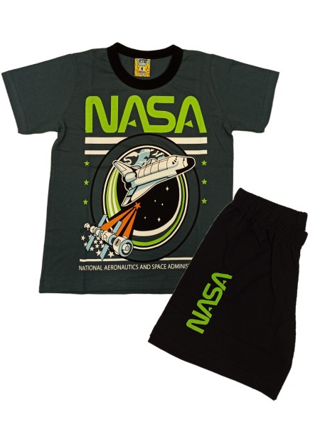 LIKE Παιδική Πυτζάμα Καλοκαιρινή για αγόρι 8-16 ετών Space #222-0041 Γκρι