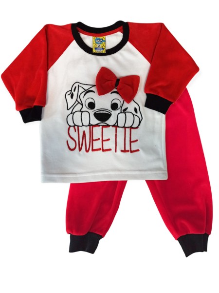 LIKE Bebe Πυτζάμα Χειμωνιάτικη Βελουτέ για κορίτσι 1-5 ετών #118-0335 Λευκό Κόκκινο LIKE Bebe Πυτζάμα Χειμωνιάτικη Βελουτέ για κορίτσι 1-5 ετών #118-0335 Λευκό Κόκκινο