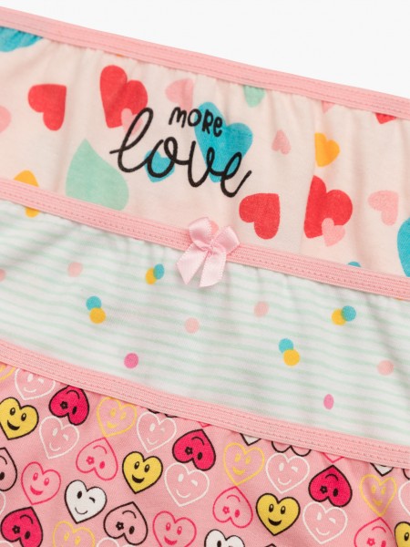 MINERVA Παιδικό Κυλοτάκι Βαμβακερό για Κορίτσι 3ΤΕΜ “More Love” #42263 Πολύχρωμα