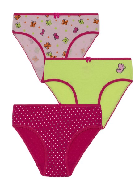 MINERVA Παιδικό Κυλοτάκι Βαμβακερό για Κορίτσι 3ΤΕΜ “Butterfly Dots” #42547-181 Πολύχρωμα