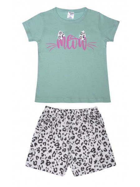 PRETTY BABY Παιδική Πιτζάμα Καλοκαιρινή για κορίτσι 2-16 ετών Meow #63139 ΒΕΡΑΜΑΝ