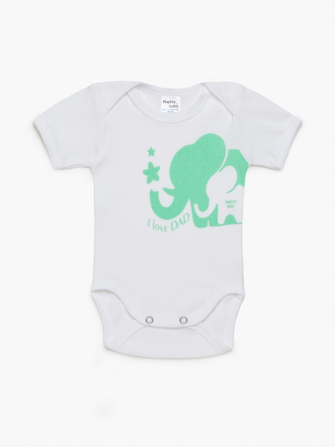PRETTY BABY Παιδικό Ζιπουνάκι κοντό μανίκι με Σχέδιο για Αγόρι 2ΤΕΜ Love Dad #34414 ΛΕΥΚΟ-ΑΝΟΙΚΤΟ ΜΠΕΖ