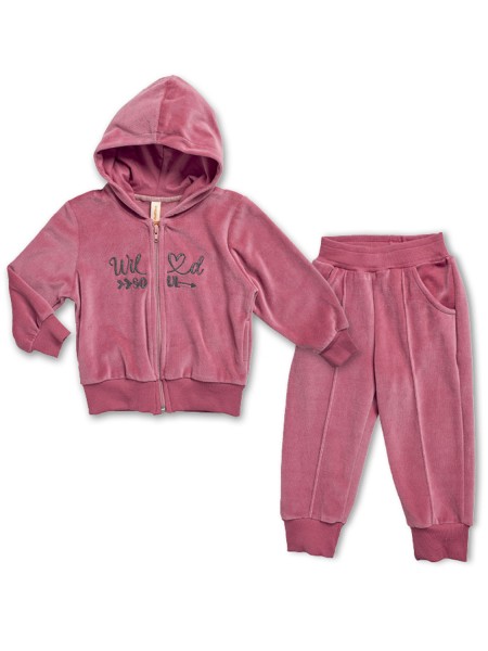 REFLEX Παιδική Φόρμα Βελουτέ για Κορίτσι 1-6 ετών κέντημα - 74278 Φουξ