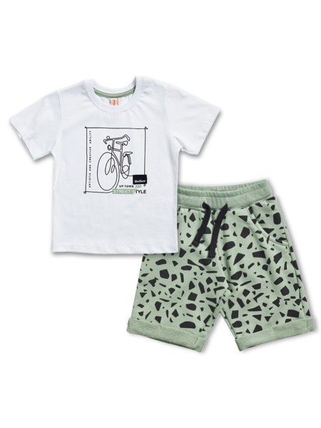 REFLEX Παιδικό Σετ Κοντομάνικο Με Βερμούδα για αγόρια #73378 Λευκό