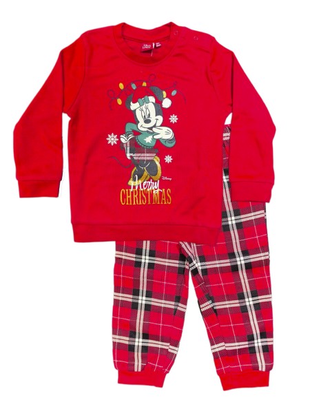 SABOR Παιδική Πυτζάμα Χειμωνιάτικη XMAS για Κορίτσι 12-48 μηνών MINNIE MOUSE  #7357 Κόκκινο