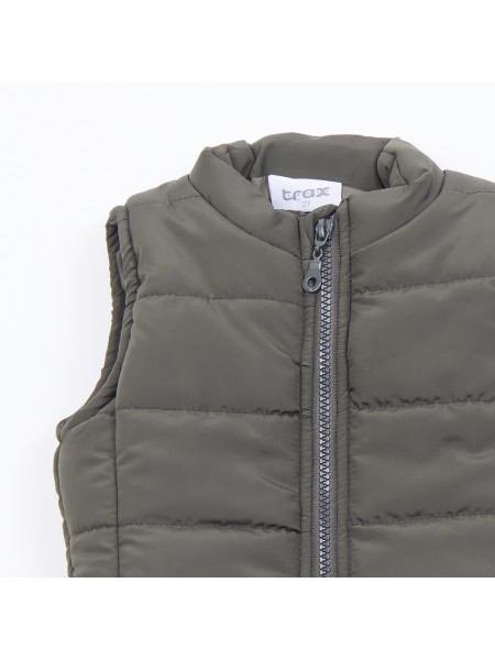 TRAX Παιδικό Αμάνικο Μπουφάν για αγόρια 1-6 ετών #45441 Χακί