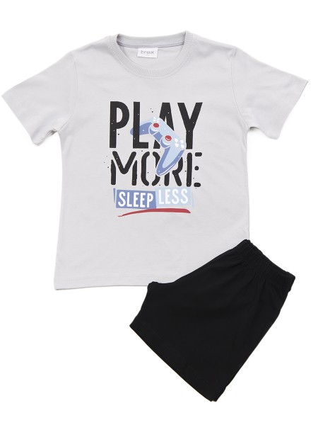 TRAX Παιδική Πυτζάμα Καλοκαιρινή για αγόρι 8-16 ετών #43390 Γκρι