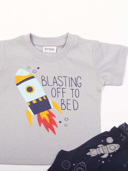 TRAX Παιδική Πυτζάμα Καλοκαιρινή για αγόρι 1-6 ετών #47490 Γκρι