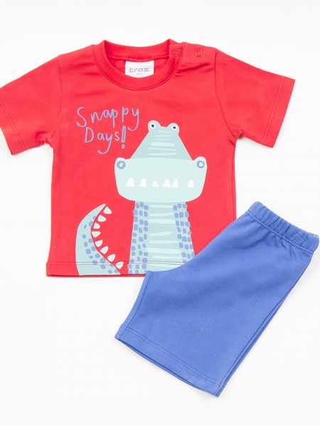 TRAX Βρεφικό Σετ Κοντομάνικο Με Βερμούδα για αγόρια #45056 Κόκκινο