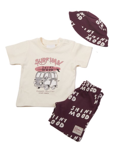 TRAX Βρεφικό Σετ Κοντομάνικο Με Βερμούδα για αγόρια #47056 Εκρού