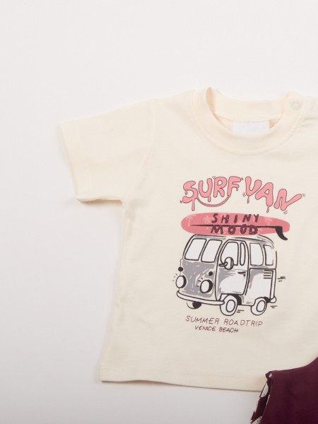 TRAX Βρεφικό Σετ Κοντομάνικο Με Βερμούδα για αγόρια #47056 Εκρού