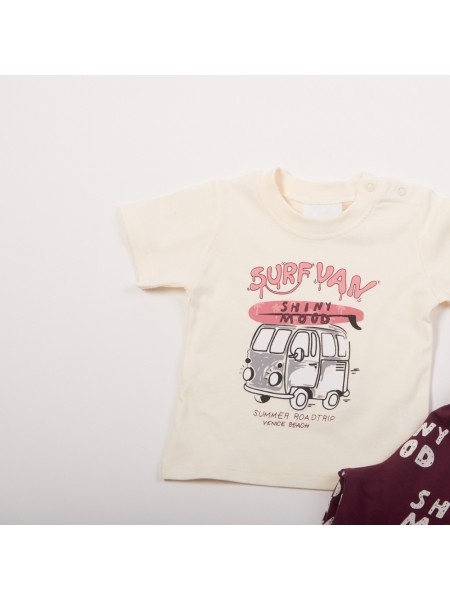 TRAX Βρεφικό Σετ Κοντομάνικο Με Βερμούδα για αγόρια #47056 Εκρού