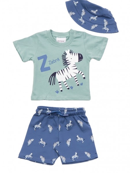 TRAX Βρεφικό Σετ Κοντομάνικο Με Βερμούδα για αγόρια #47058 Μέντα
