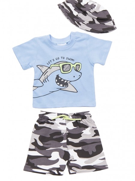 TRAX Βρεφικό Σετ Κοντομάνικο Με Βερμούδα για αγόρια #47060 Οινοπνευματί